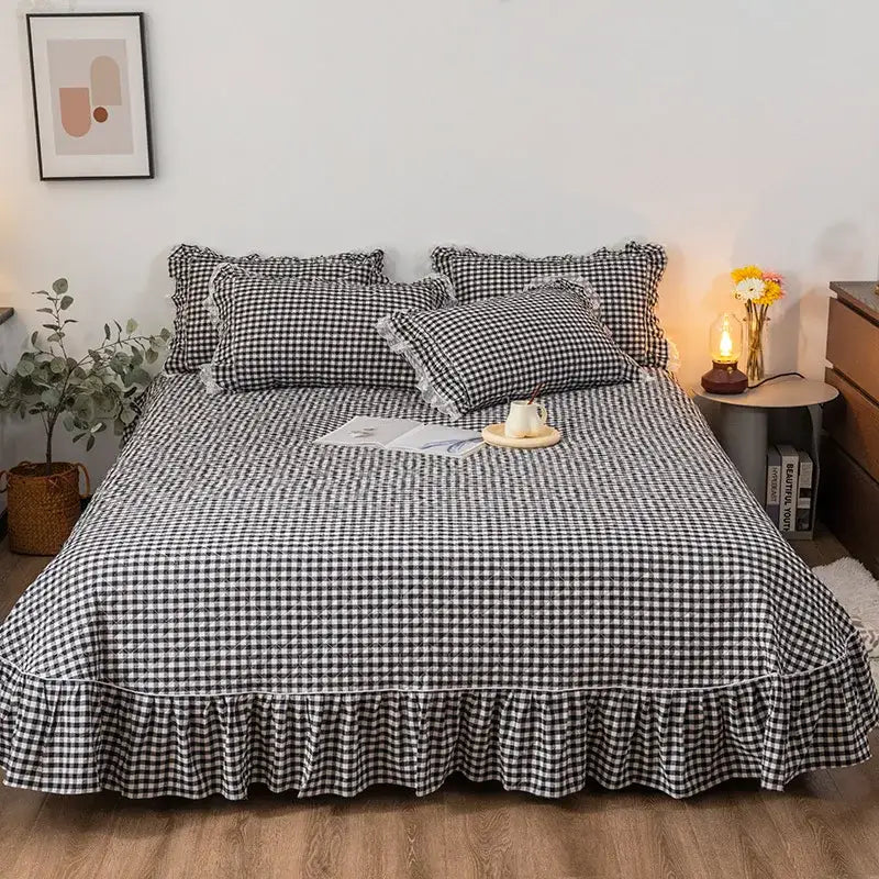 Plaid Cotton Ruffle Bedding