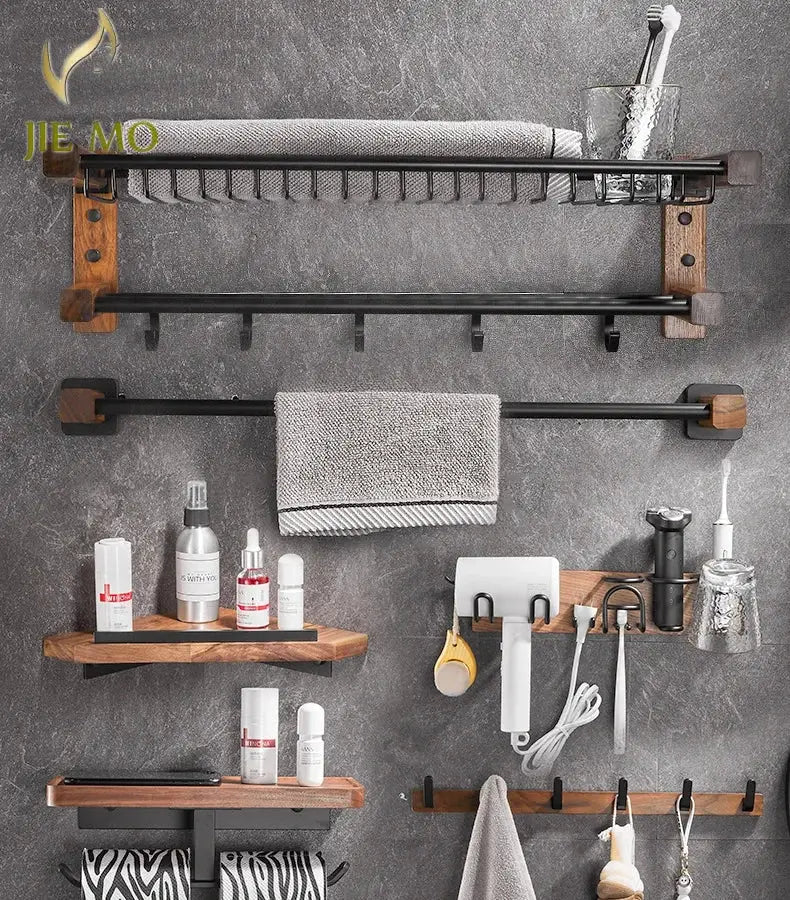 Black Wood Bathroom Set