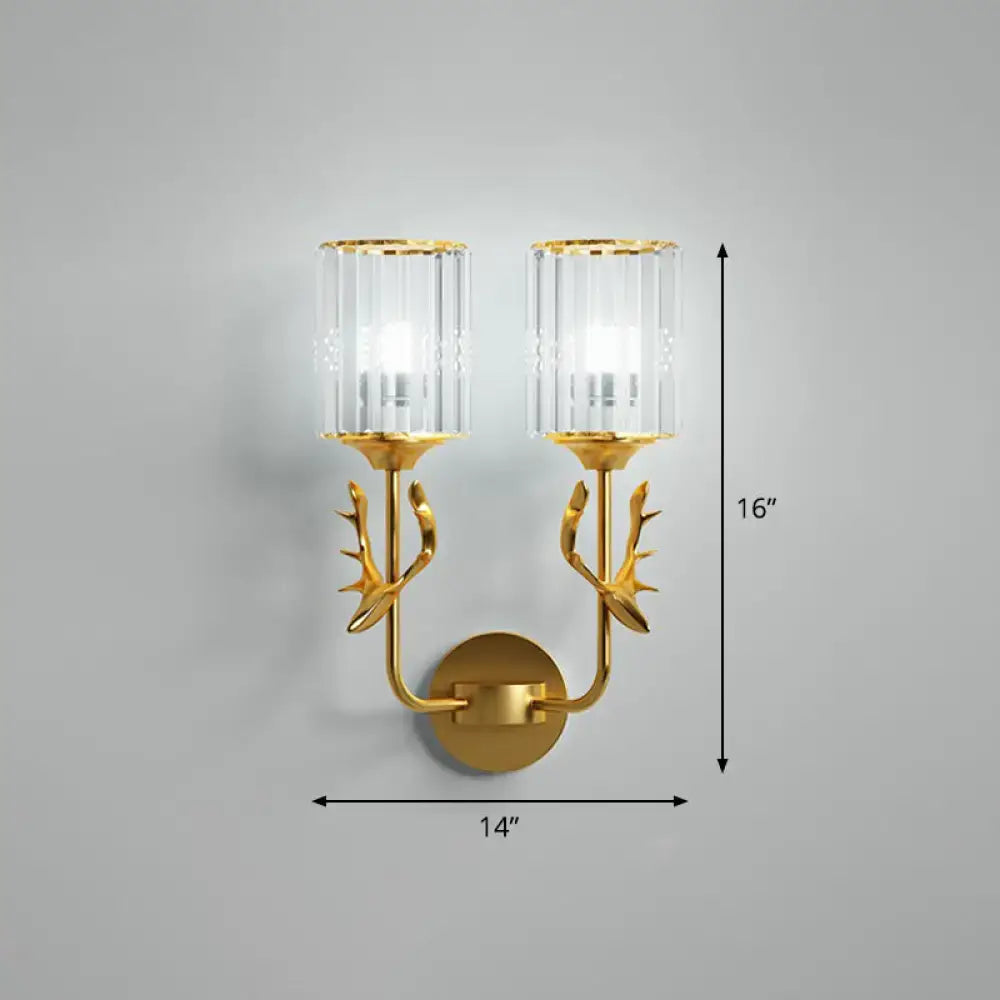 Black Antler Crystal Sconce