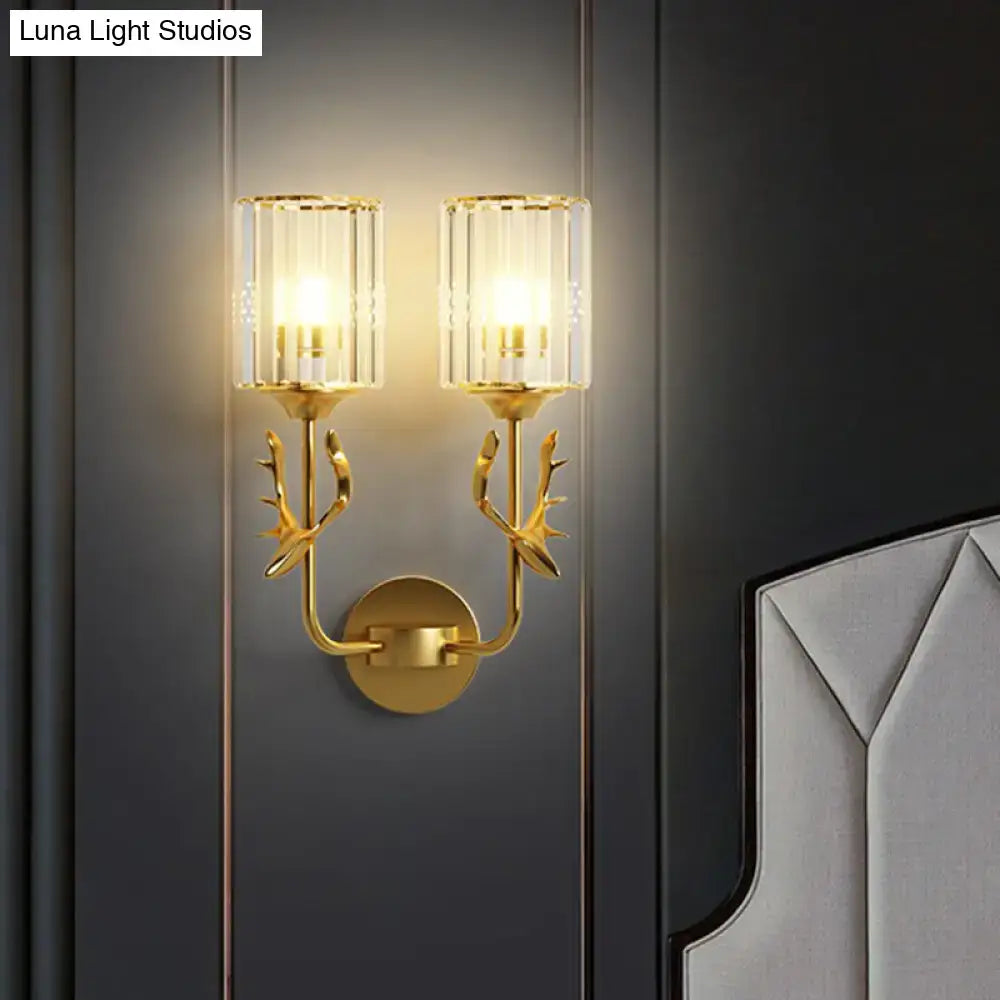 Black Antler Crystal Sconce
