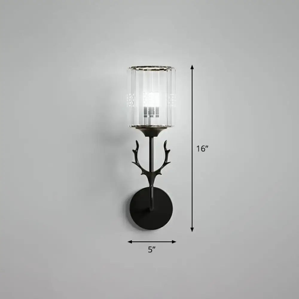 Black Antler Crystal Sconce