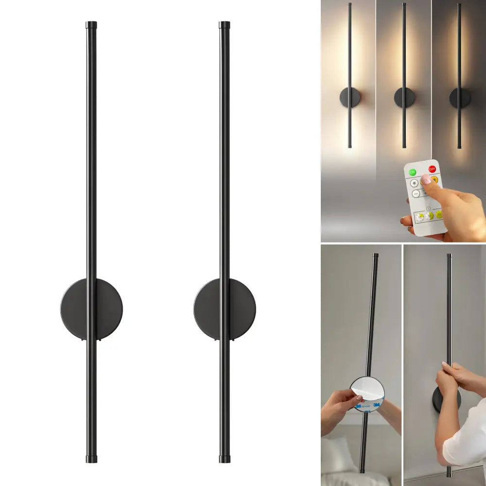 Black Modern Wireless Battery Wall Sconce