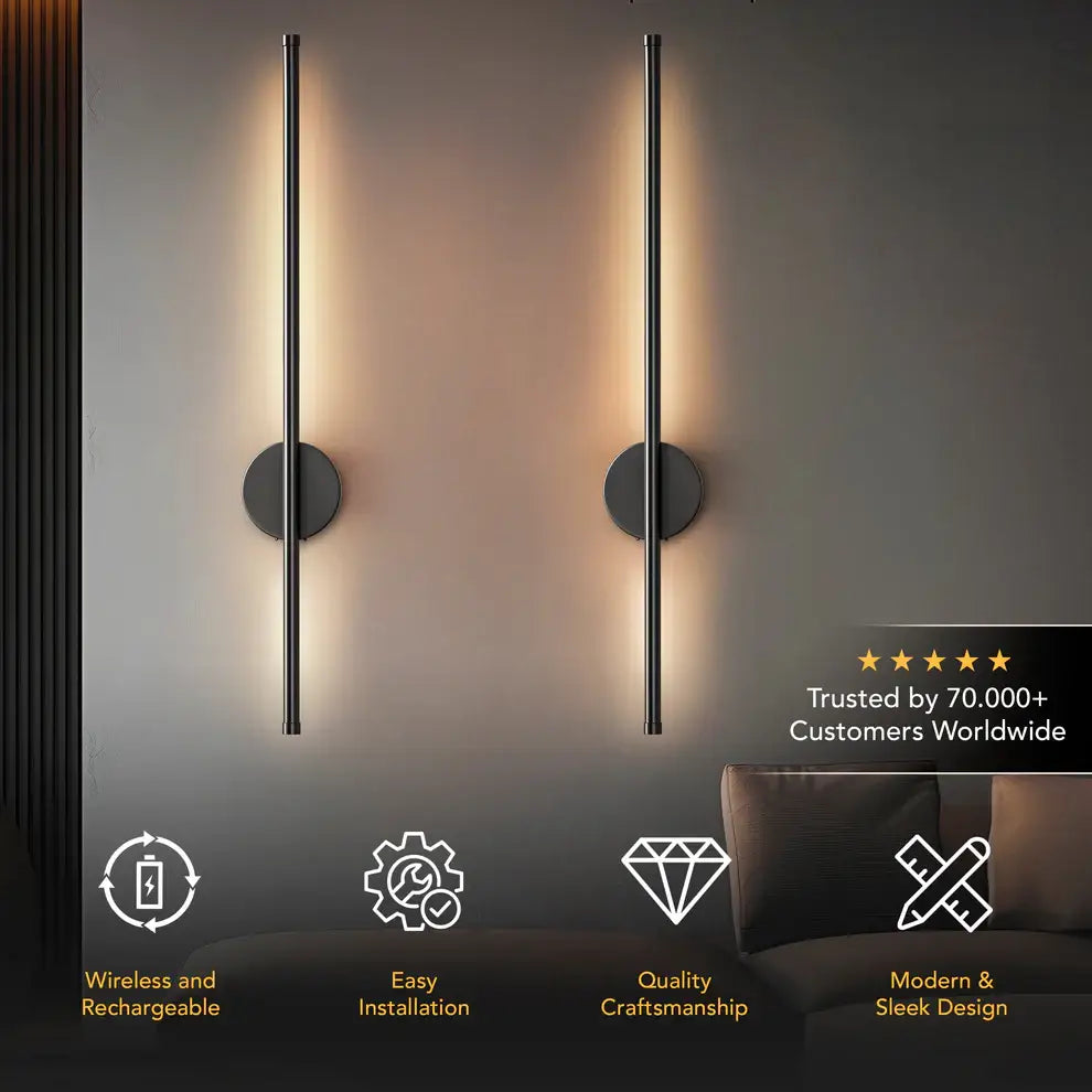 Black Modern Wireless Battery Wall Sconce