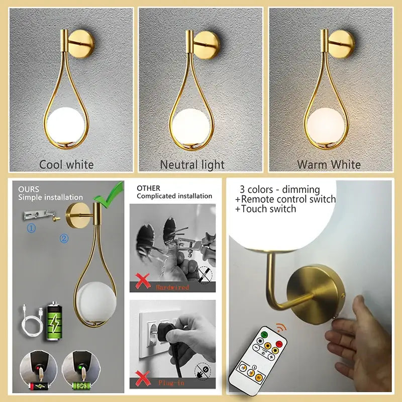 Black Remote Wall Sconce