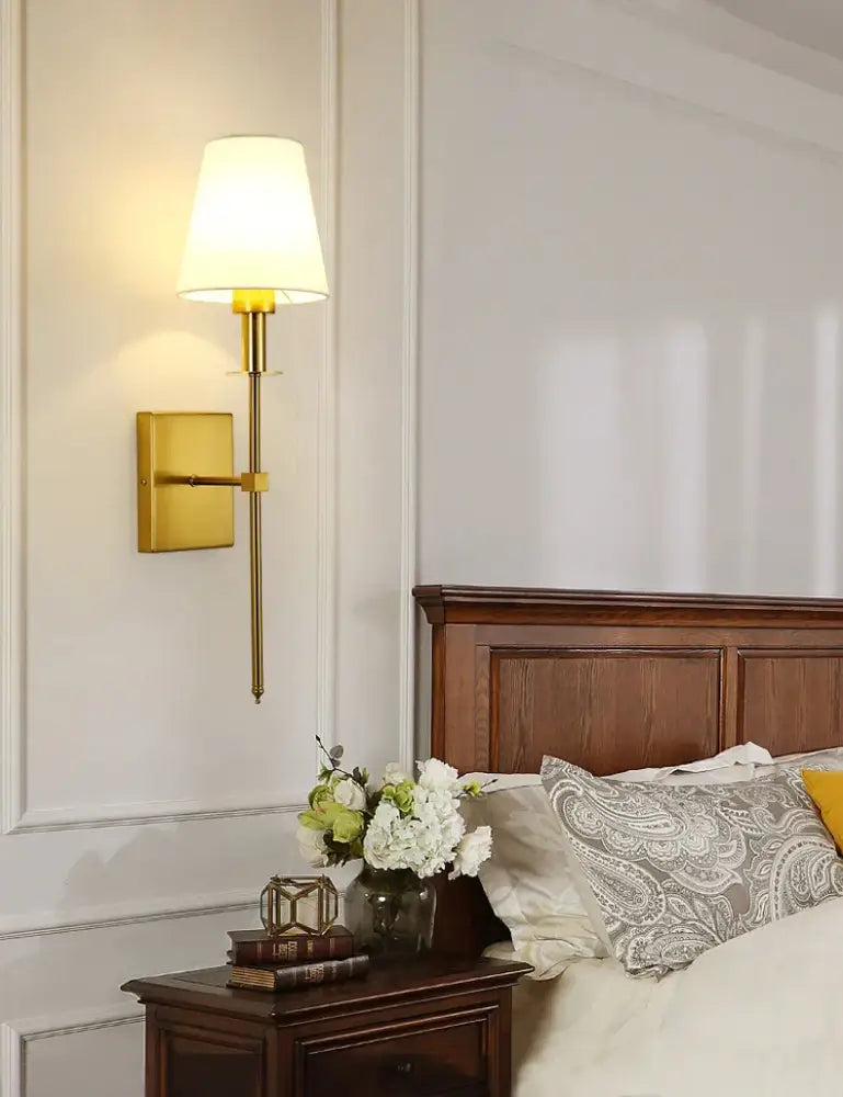 Black Brass Fabric Sconce