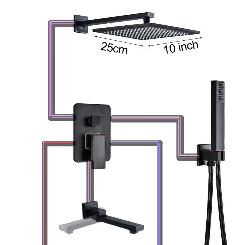 Bronze Square Shower Set