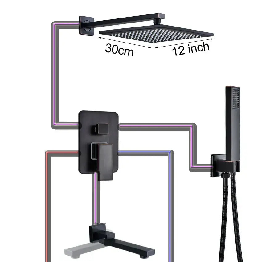 Bronze Square Shower Set