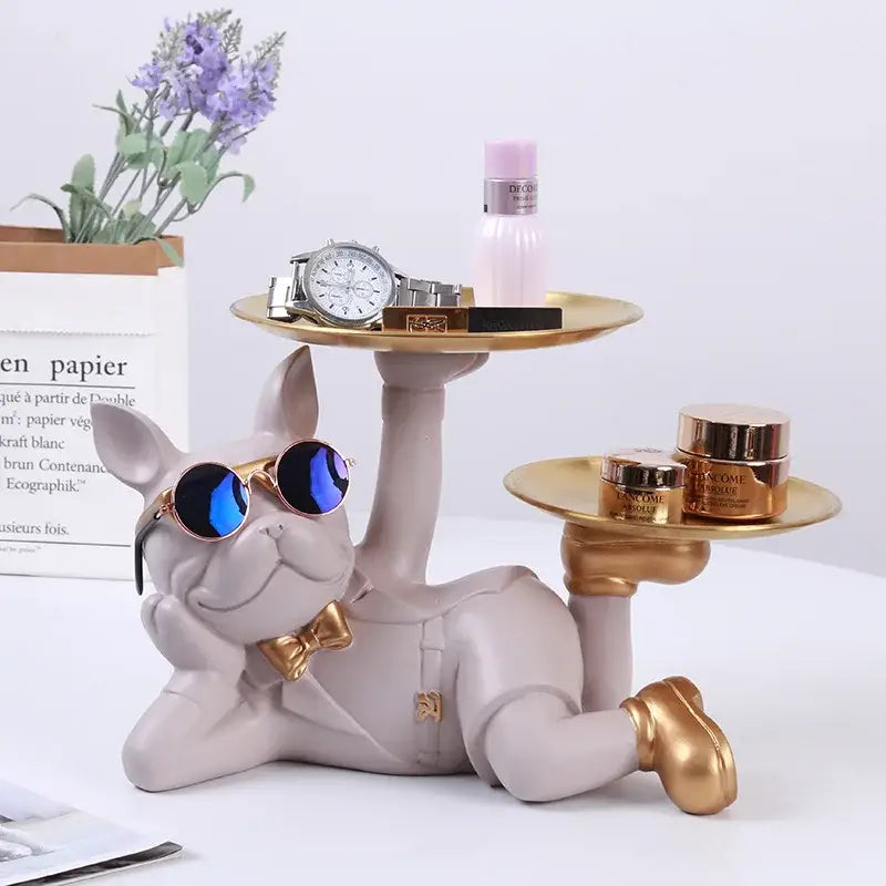 Black Bulldog Storage Statue