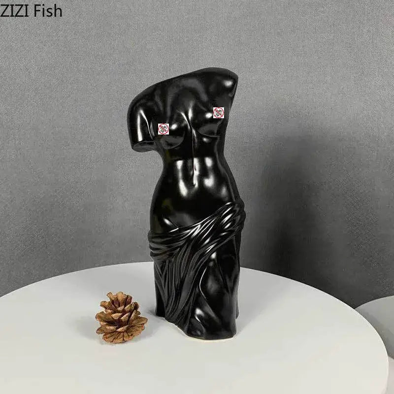 Black Ceramic Figurine Vase
