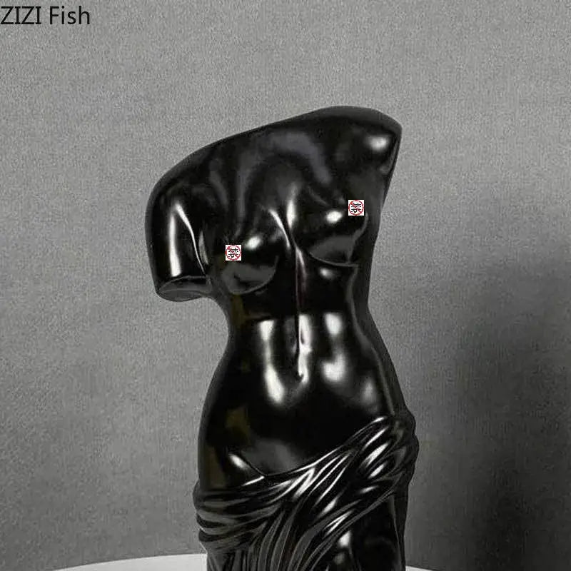 Black Ceramic Figurine Vase