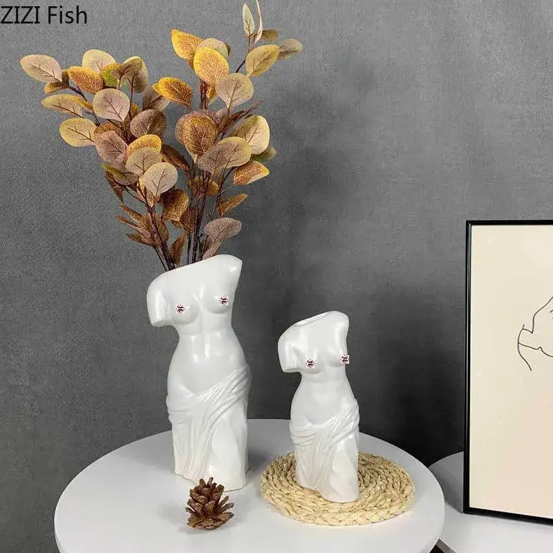 Black Ceramic Figurine Vase