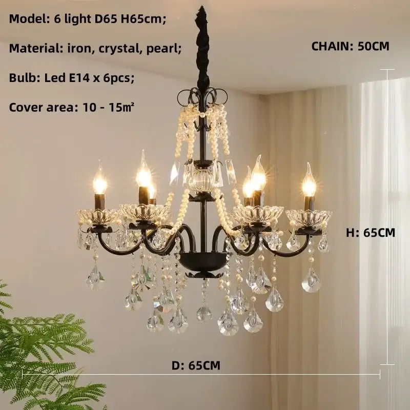 Black Crystal Pendant Light for High Ceilings