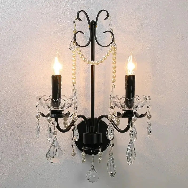 Black Crystal Pendant Light for High Ceilings
