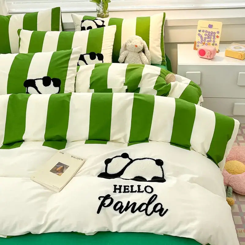 Black Gray Cat Bedding Set