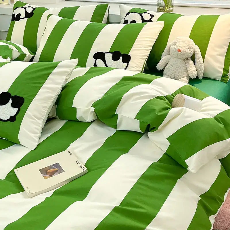 Black Gray Cat Bedding Set