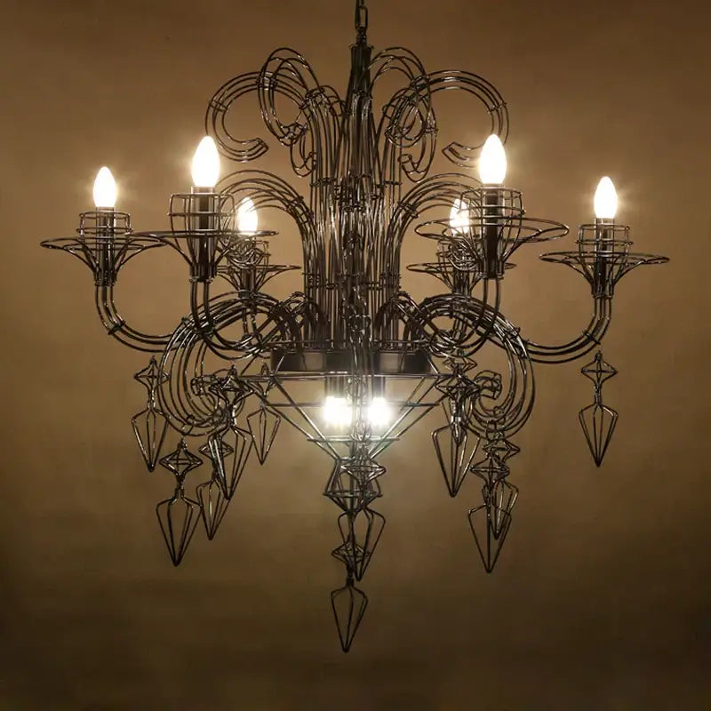 Black Iron Baroque Chandelier
