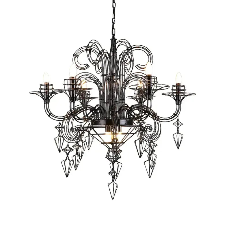 Black Iron Baroque Chandelier