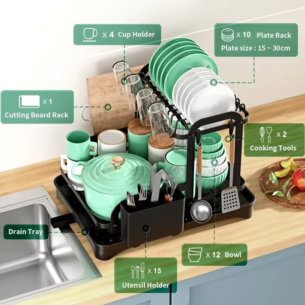 Black Metal Double Dish Rack