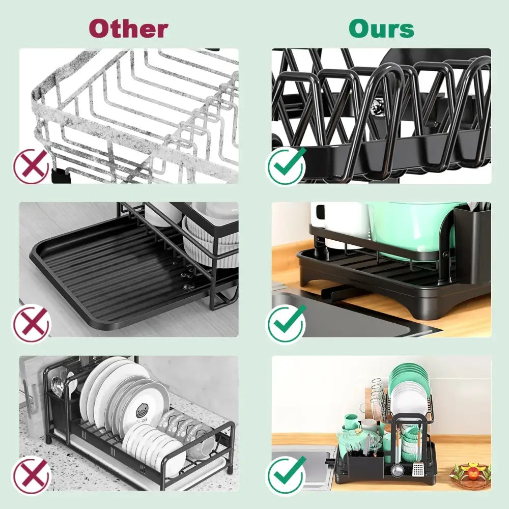 Black Metal Double Dish Rack