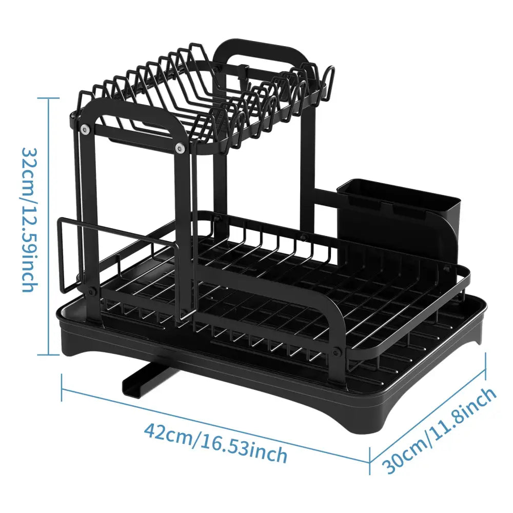 Black Metal Double Dish Rack