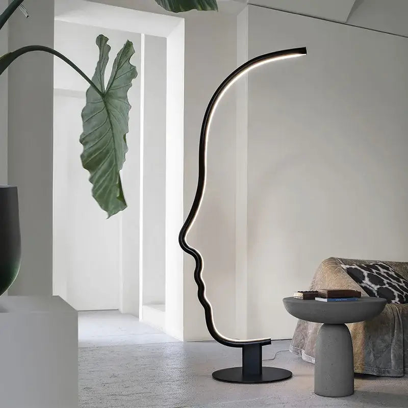 Black Nordic Face Floor Lamp