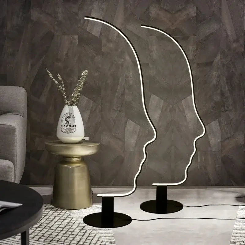 Black Nordic Face Floor Lamp