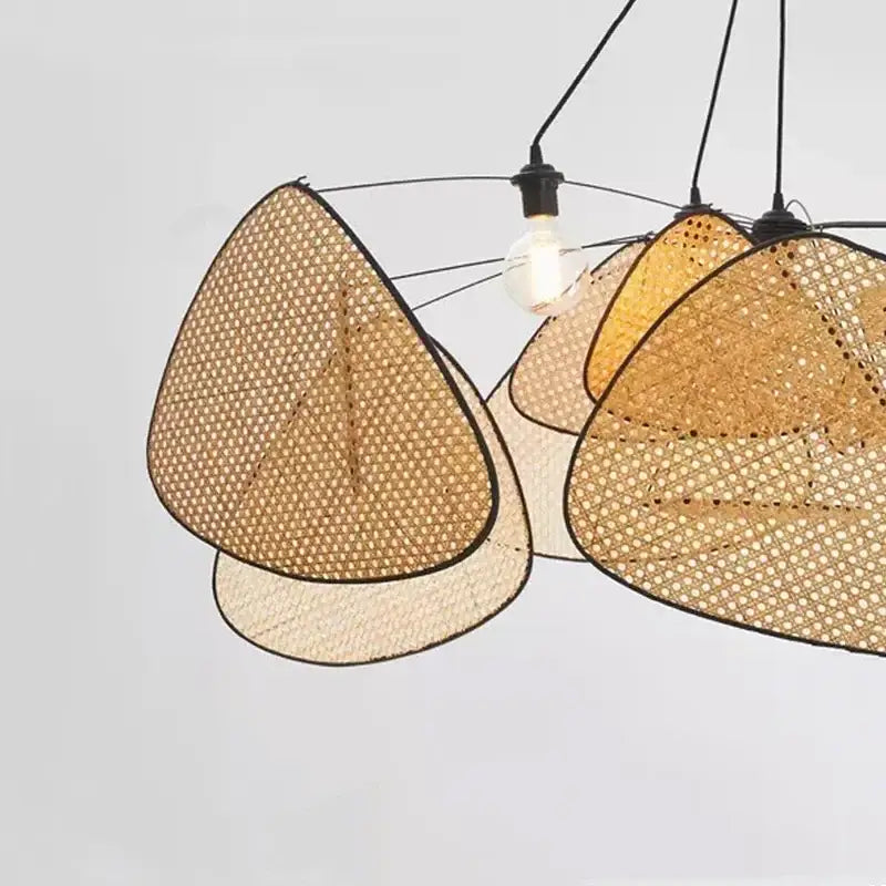 Black Rattan Pendant Light 150cm Mesh