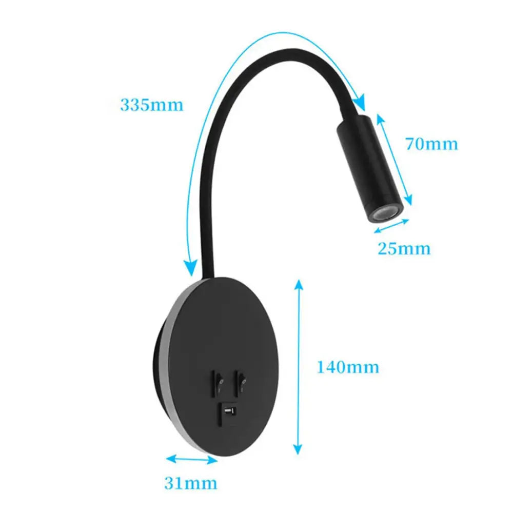 Black White USB Wall Sconce