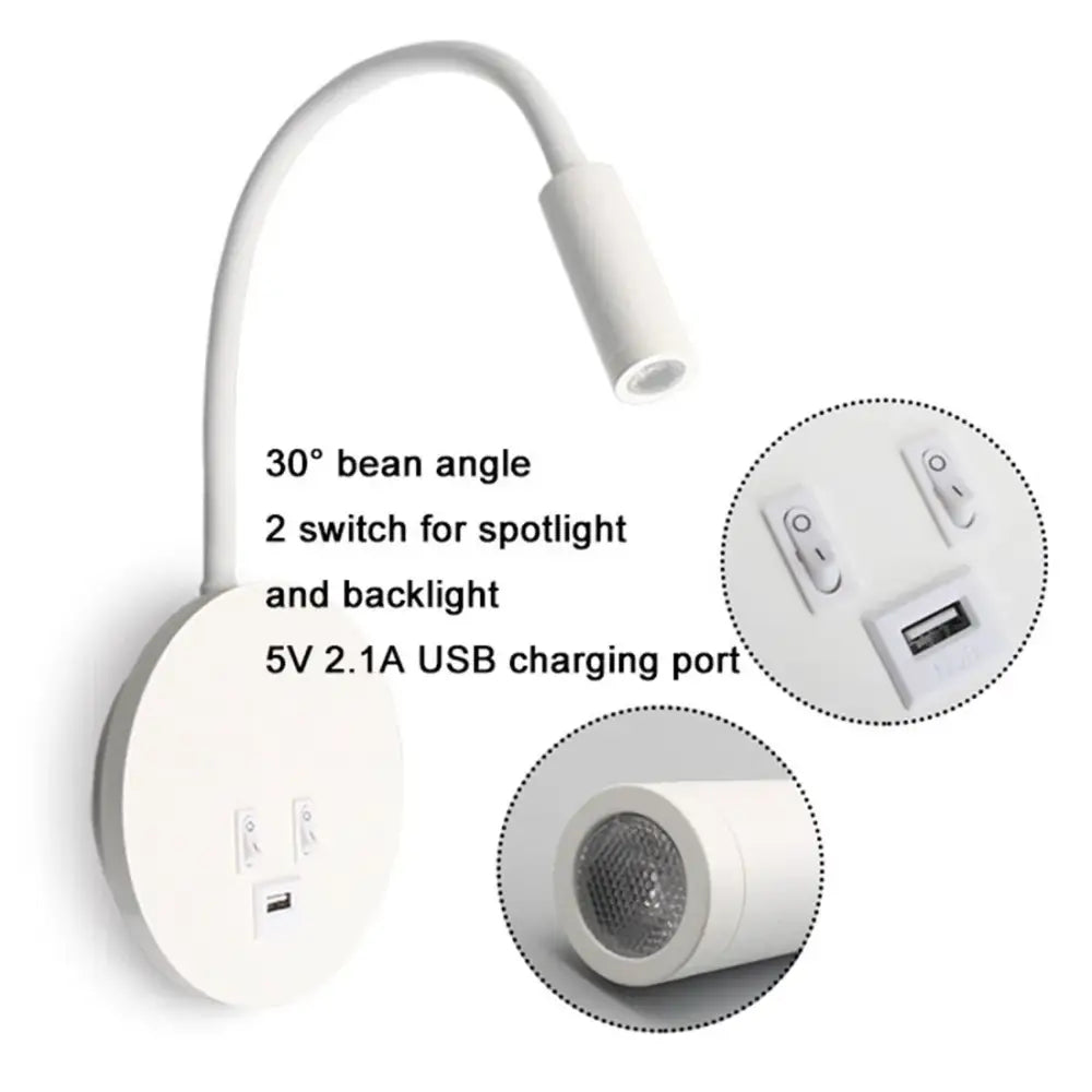 Black White USB Wall Sconce