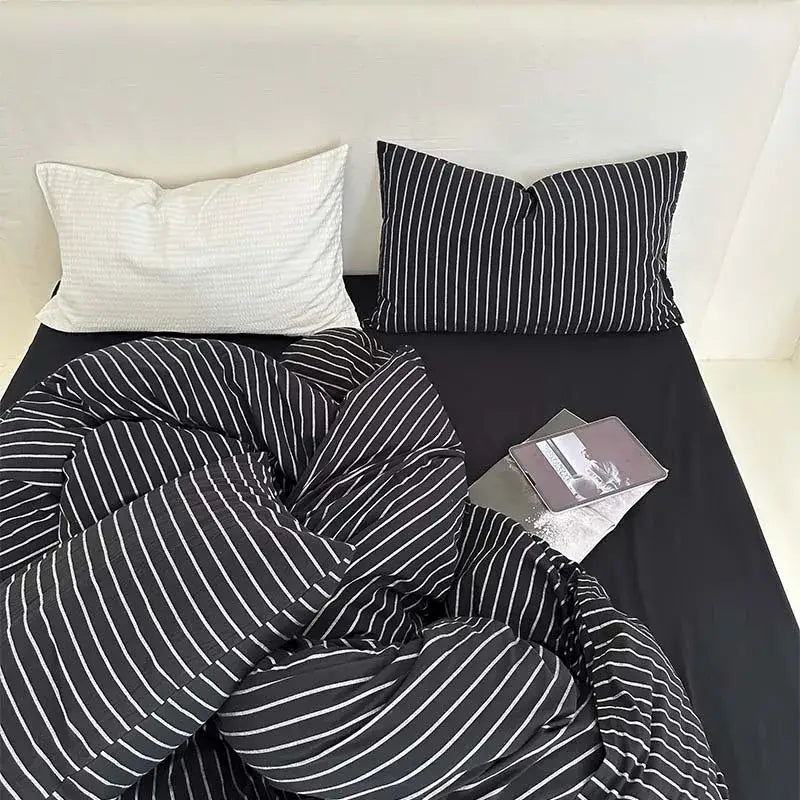 Black White Striped Duvet