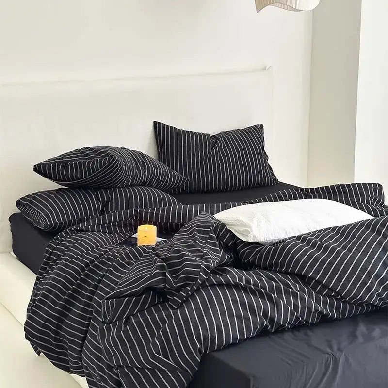 Black White Striped Duvet