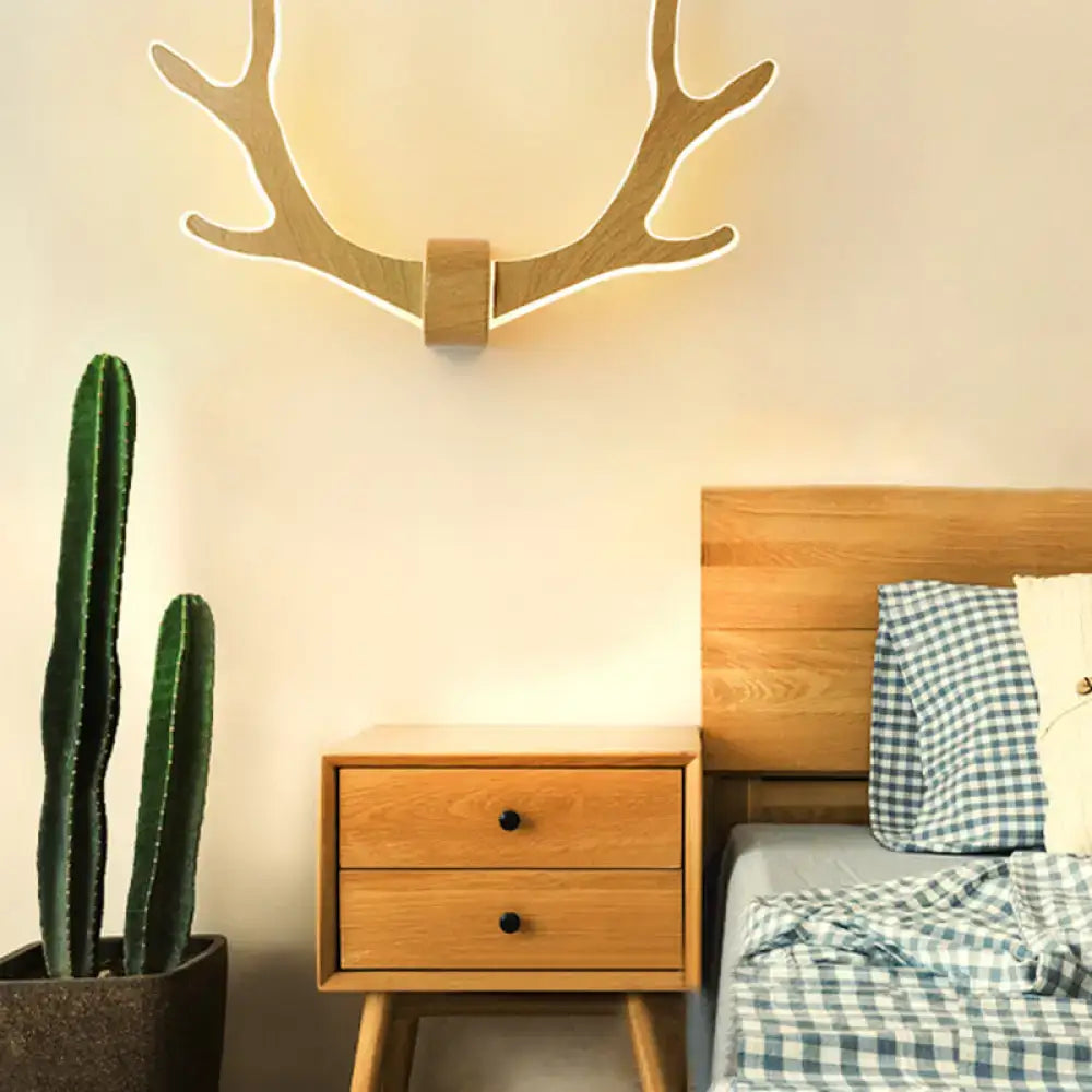 Wood Wall Sconce Modern Antler Design Corridor