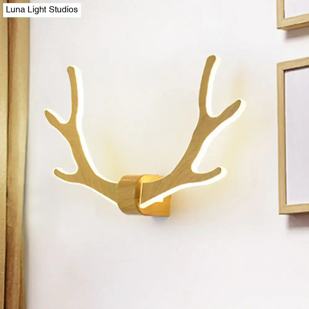 Wood Wall Sconce Modern Antler Design Corridor