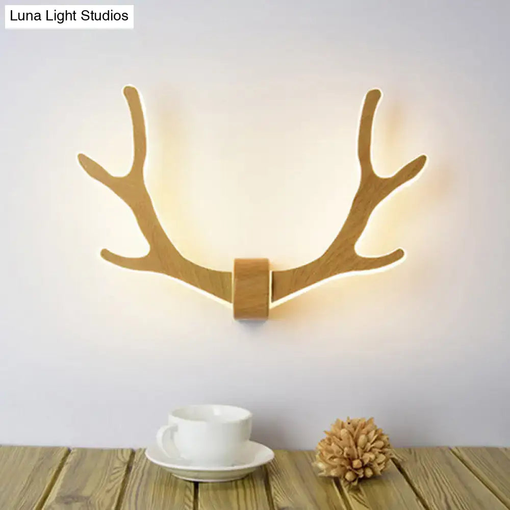 Wood Wall Sconce Modern Antler Design Corridor