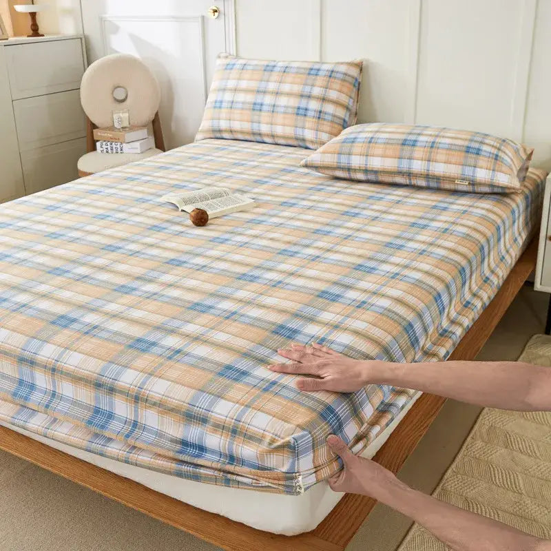 Checkered Cotton Fitted Sheet