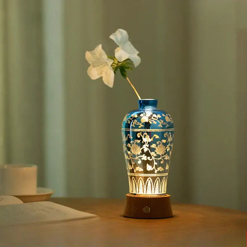 Blue Gold Night Light Vase