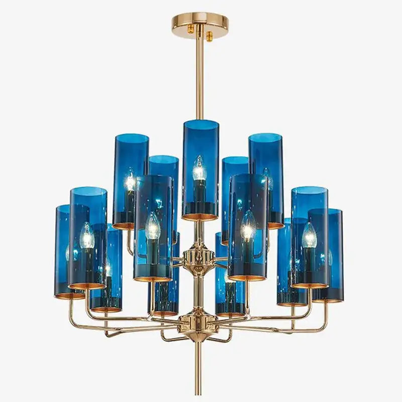 Blue Gold Glass Chandelier