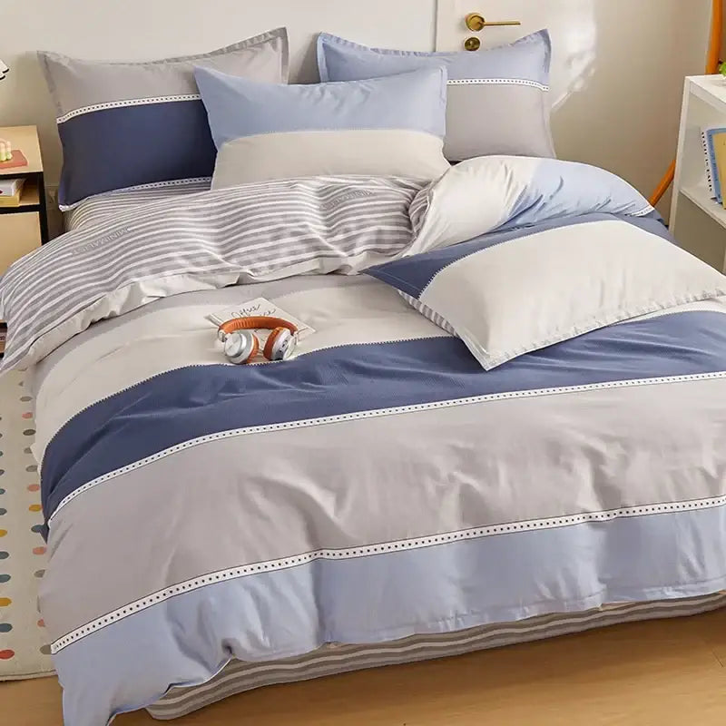 Blue Striped Cotton Duvet