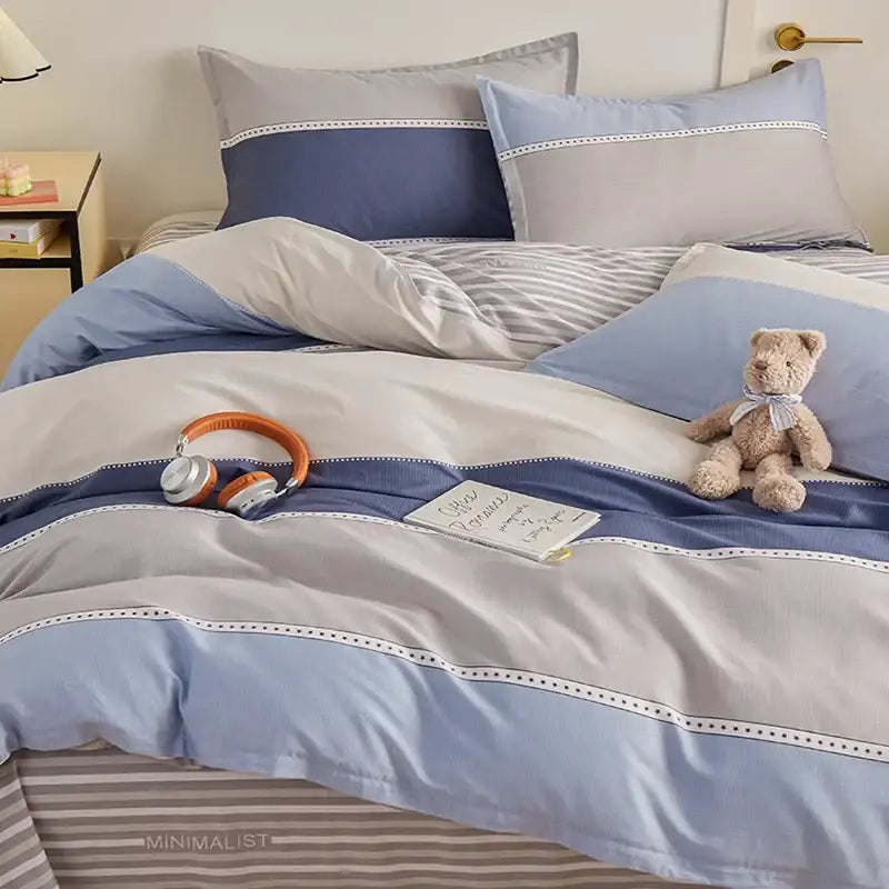 Blue Striped Cotton Duvet