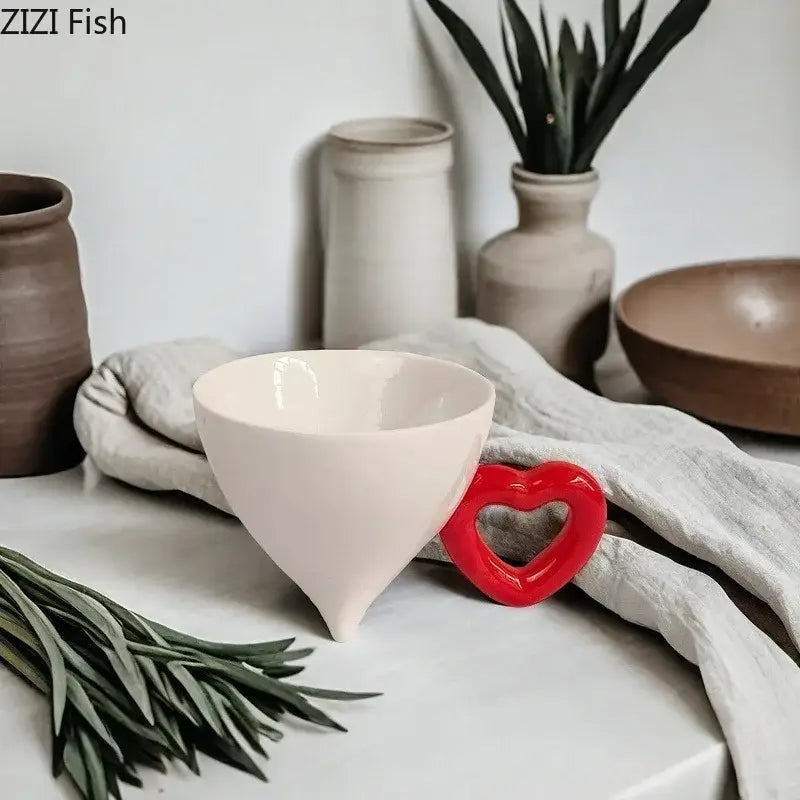 Heart-Shaped Ceramic Mug Set