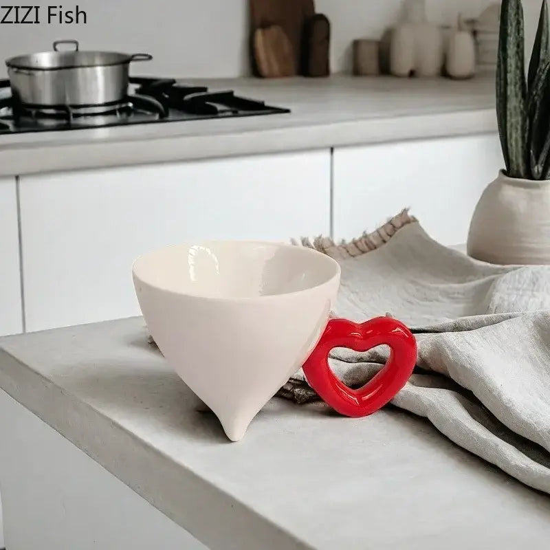 Heart-Shaped Ceramic Mug Set