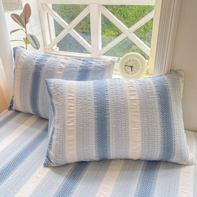 Blue Striped Jacquard Sheets
