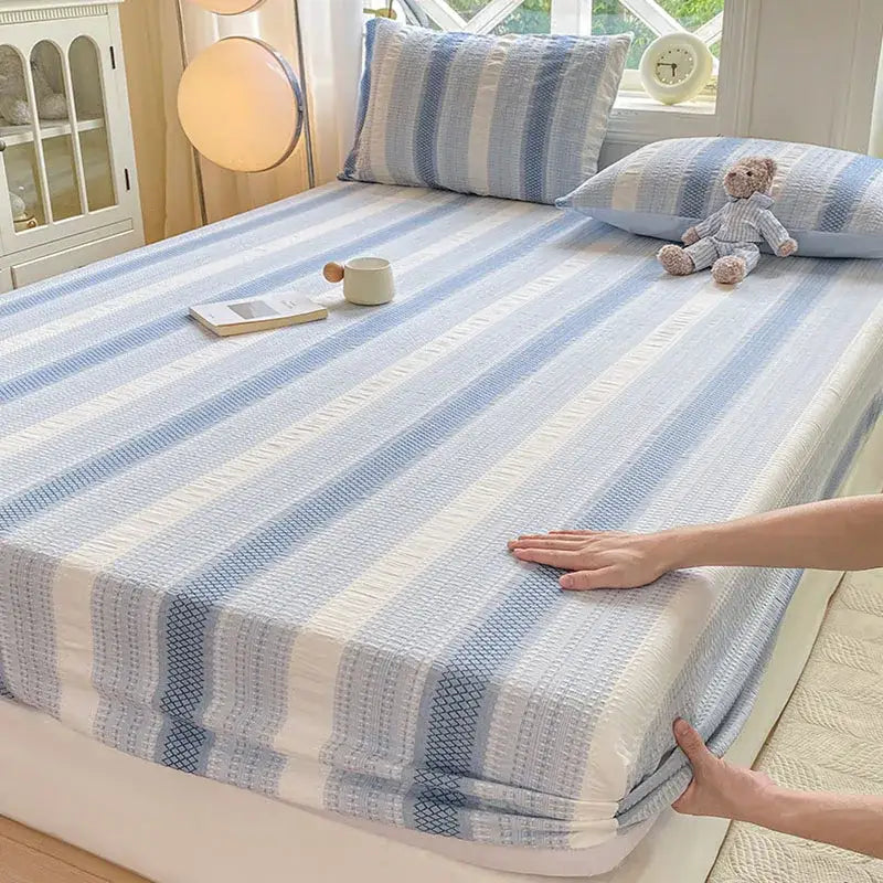 Blue Striped Jacquard Sheets