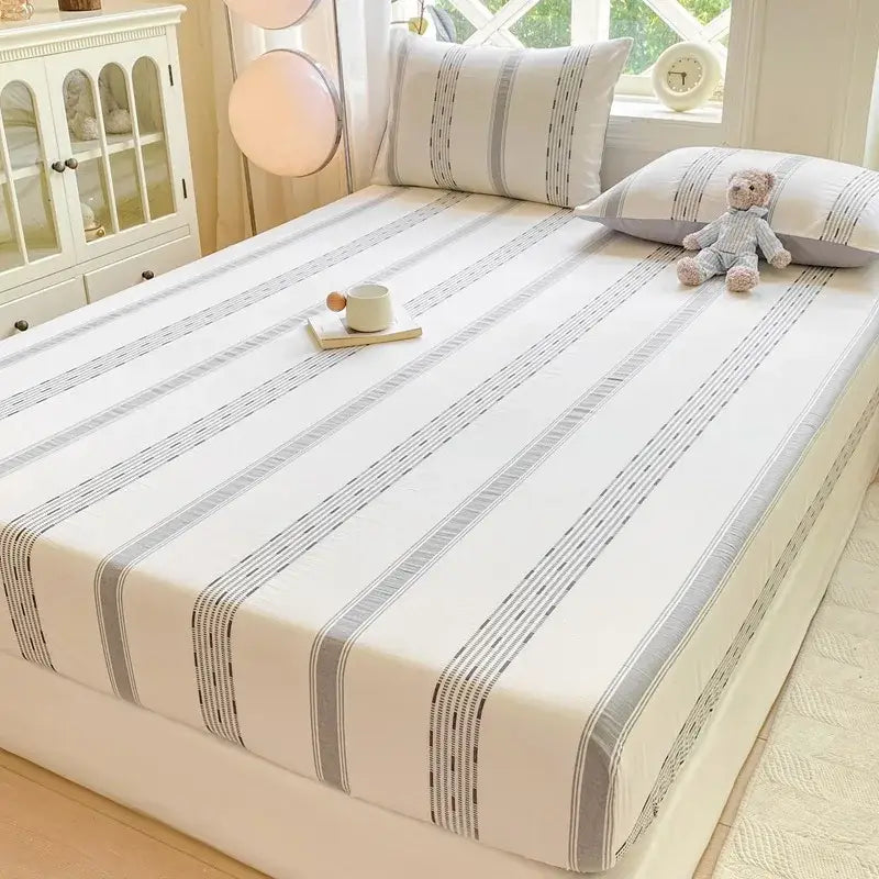 Blue Striped Jacquard Sheets