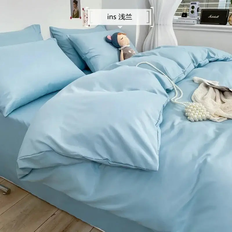 Blue Plush Bedding Set