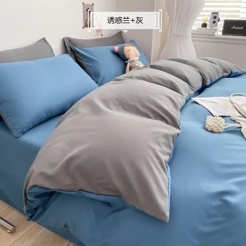 Blue Plush Bedding Set