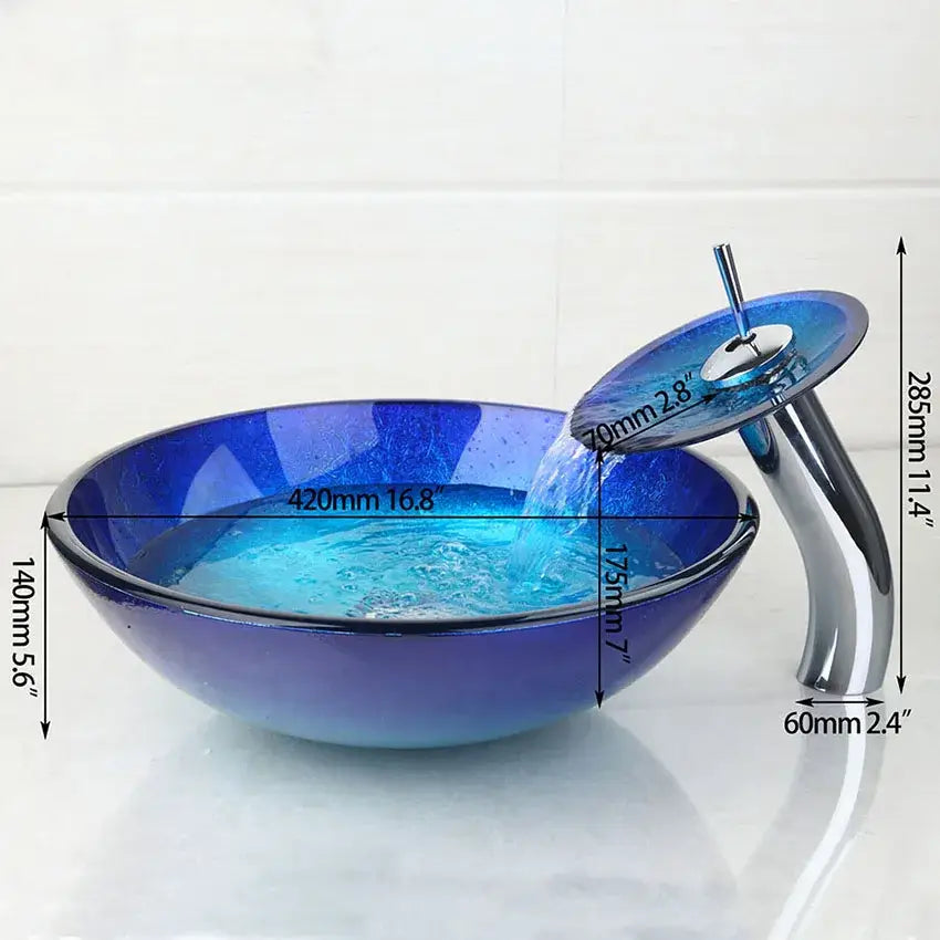 Blue Chrome Waterfall Faucet