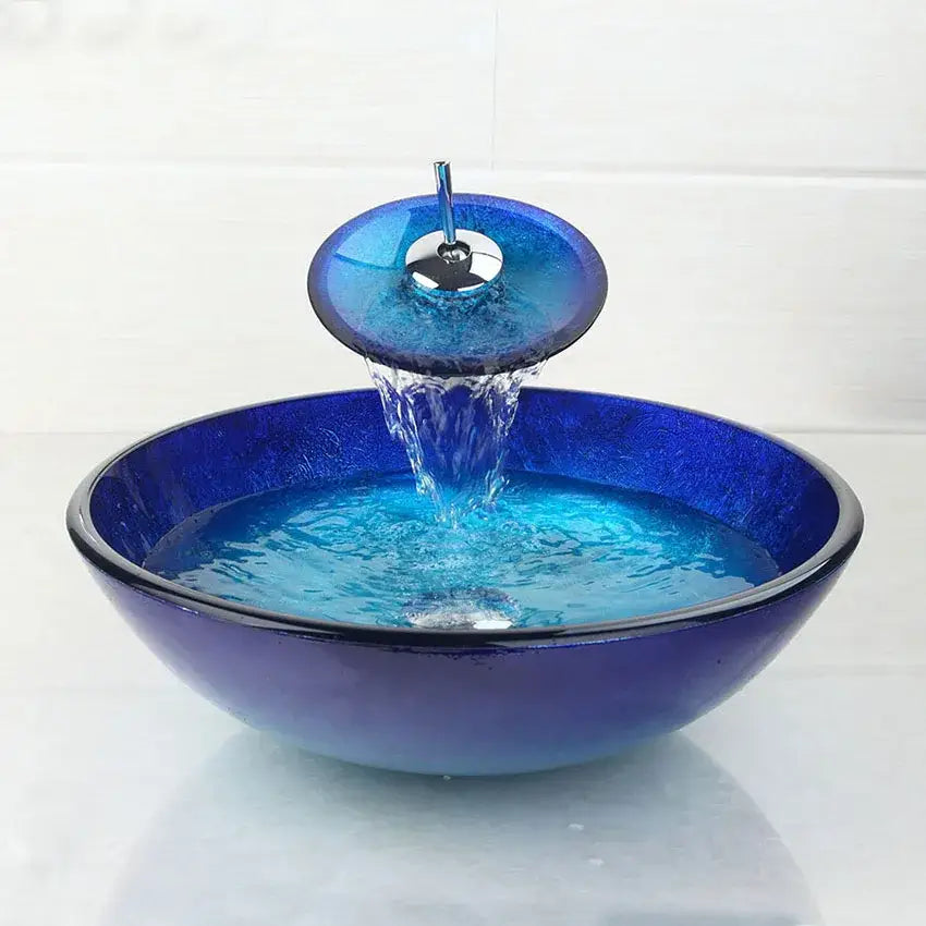 Blue Chrome Waterfall Faucet