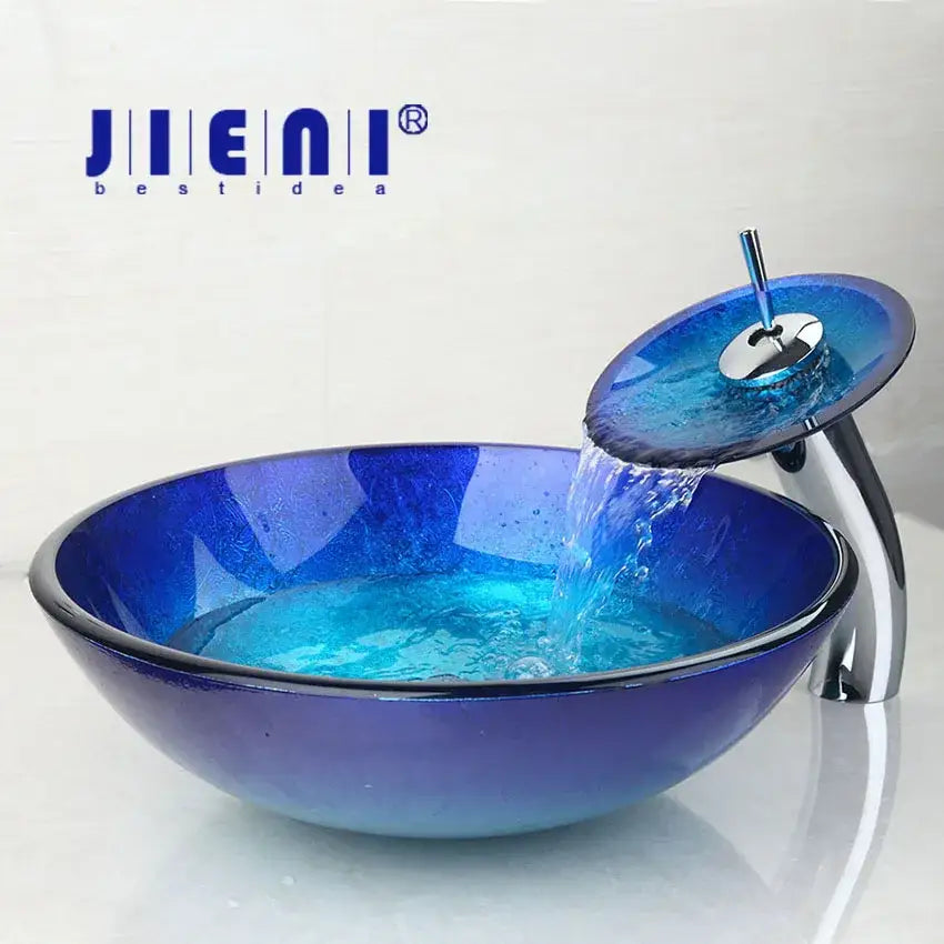Blue Chrome Waterfall Faucet