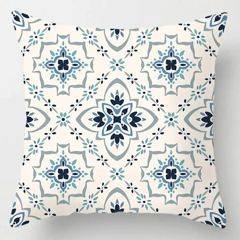 Blue Geometric Throw Pillows